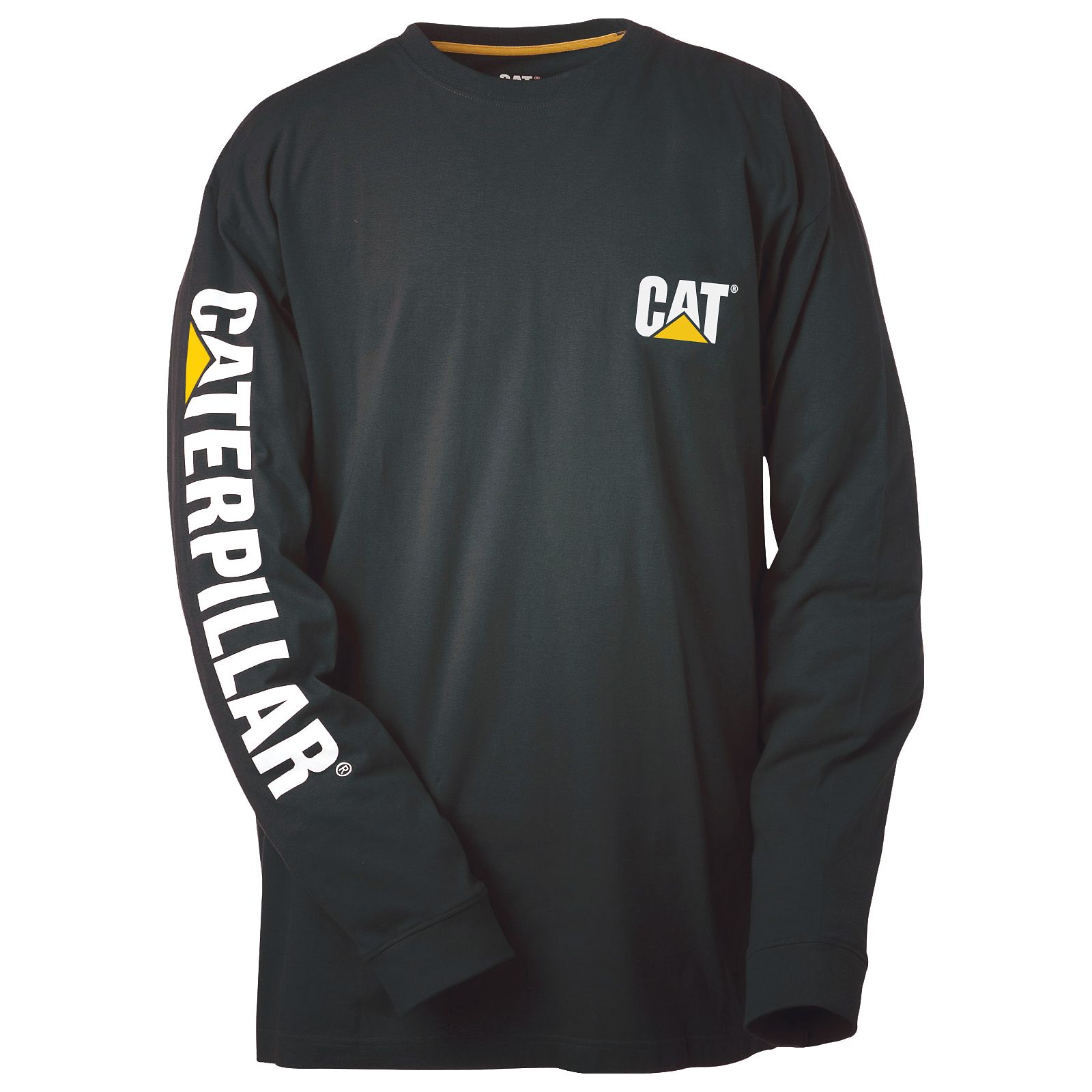 Caterpillar Trademark Banner Long Sleeve - Mens T-Shirts - Black - NZ (564CVXMOH)